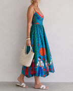 Vyla™ Folk Print Sleeveless Midi Dress