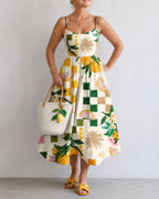 Vyla™ Citrus Print Sleeveless Midi Dress