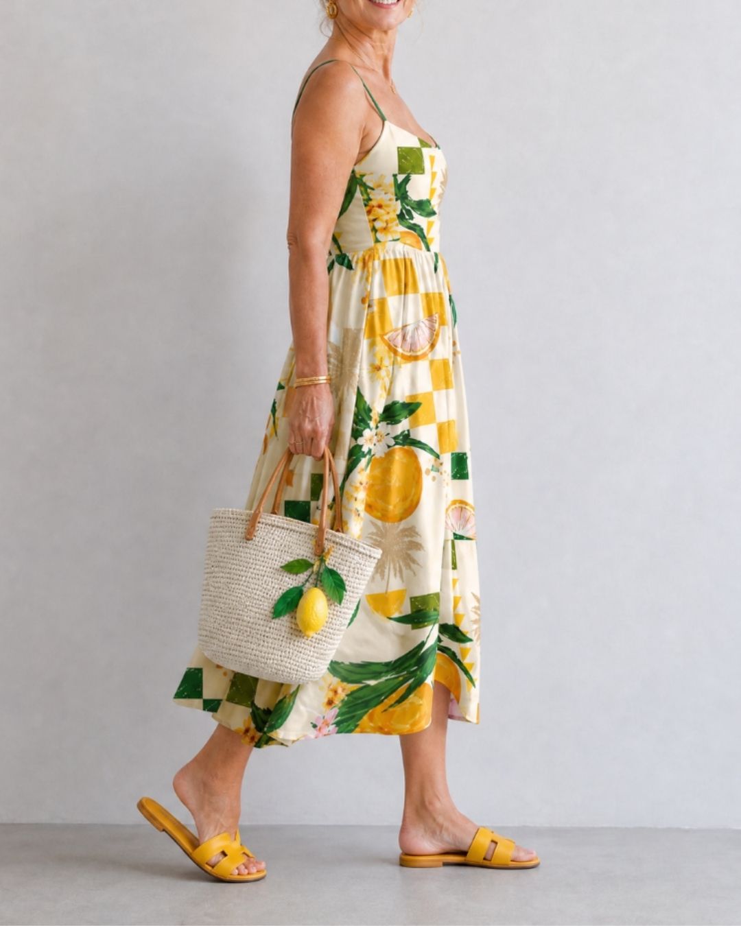 Vyla™ Citrus Print Sleeveless Midi Dress