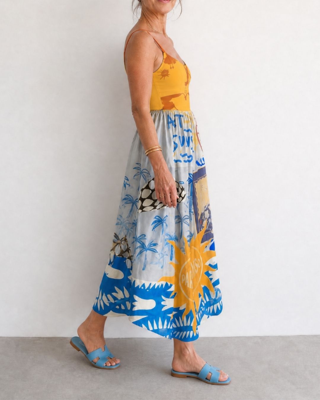 Vyla™ Coastal Print Sleeveless Midi Dress