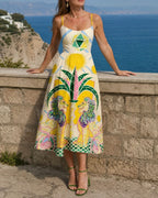 Vyla™ Geometric Lion Print Midi Dress