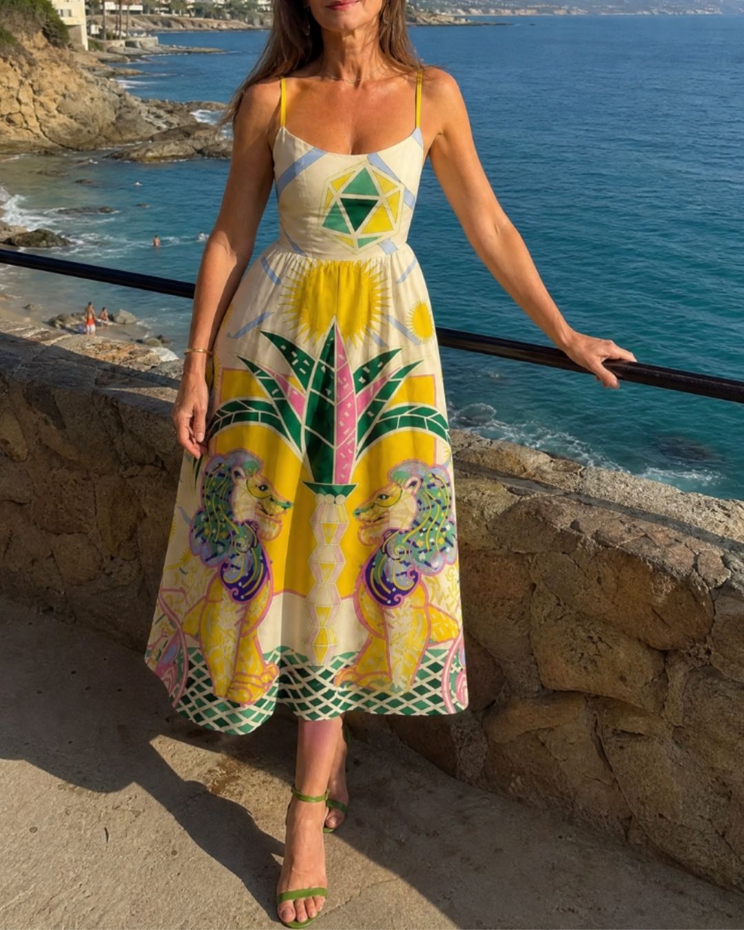 Vyla™ Geometric Lion Print Midi Dress