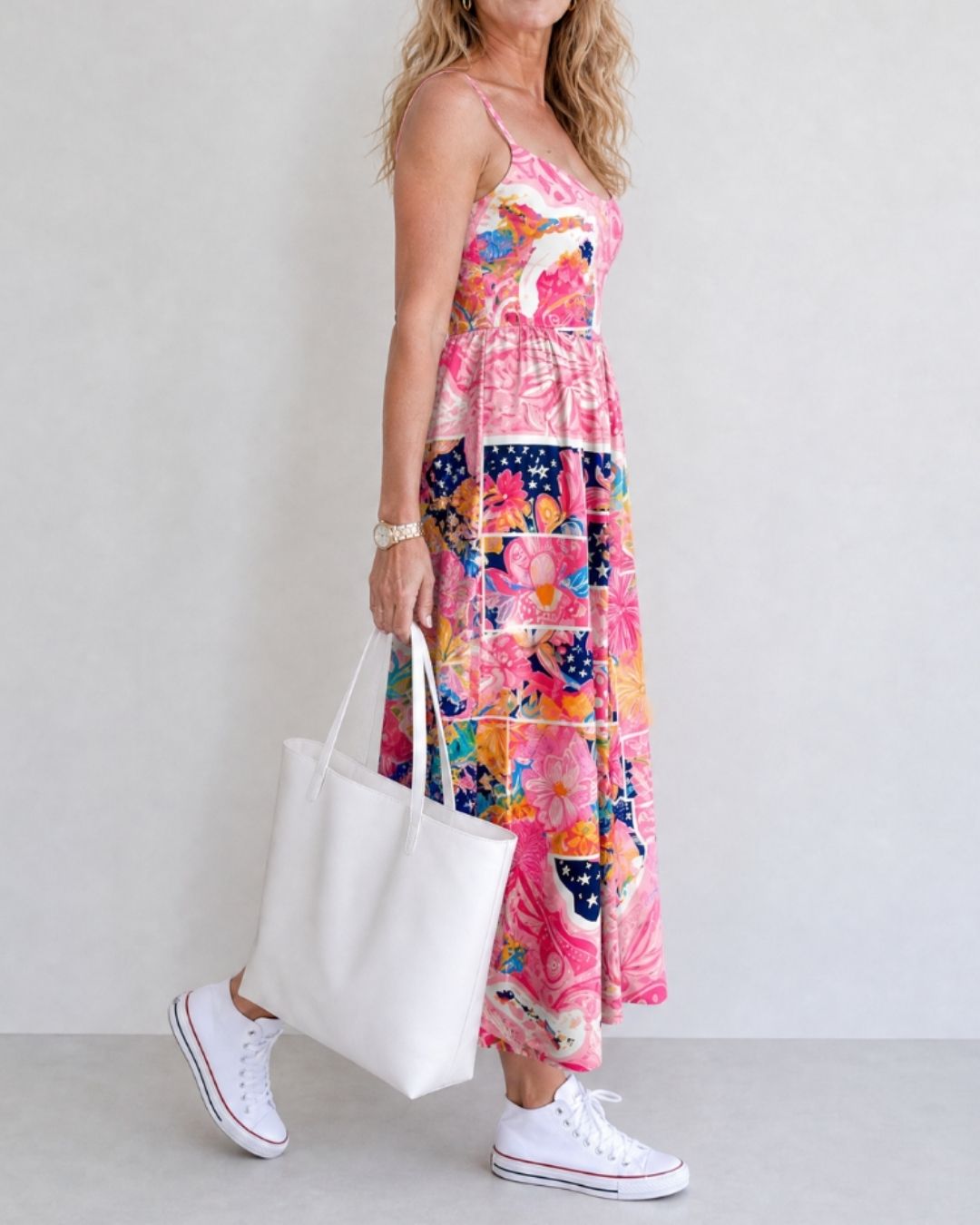 Vyla™ Patchwork Floral Print Midi Dress