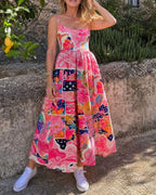 Vyla™ Patchwork Floral Print Midi Dress