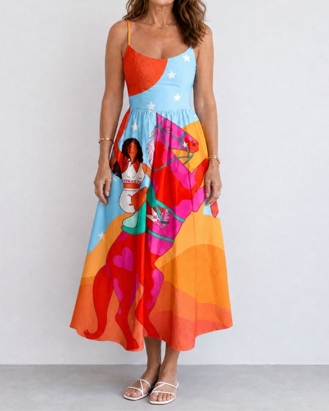 Vyla™ Western Graphic Print Midi Dress