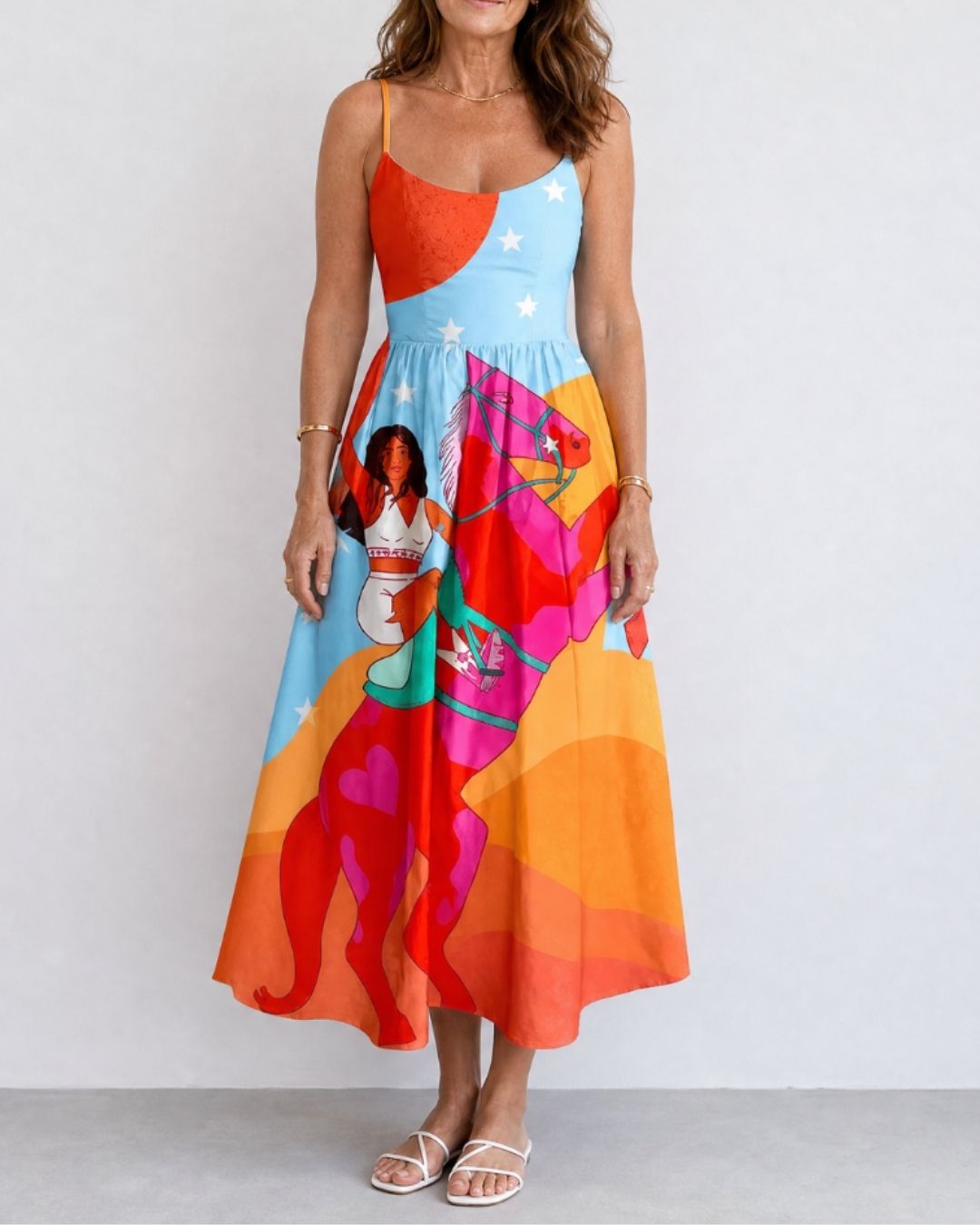 Vyla™ Western Graphic Print Midi Dress