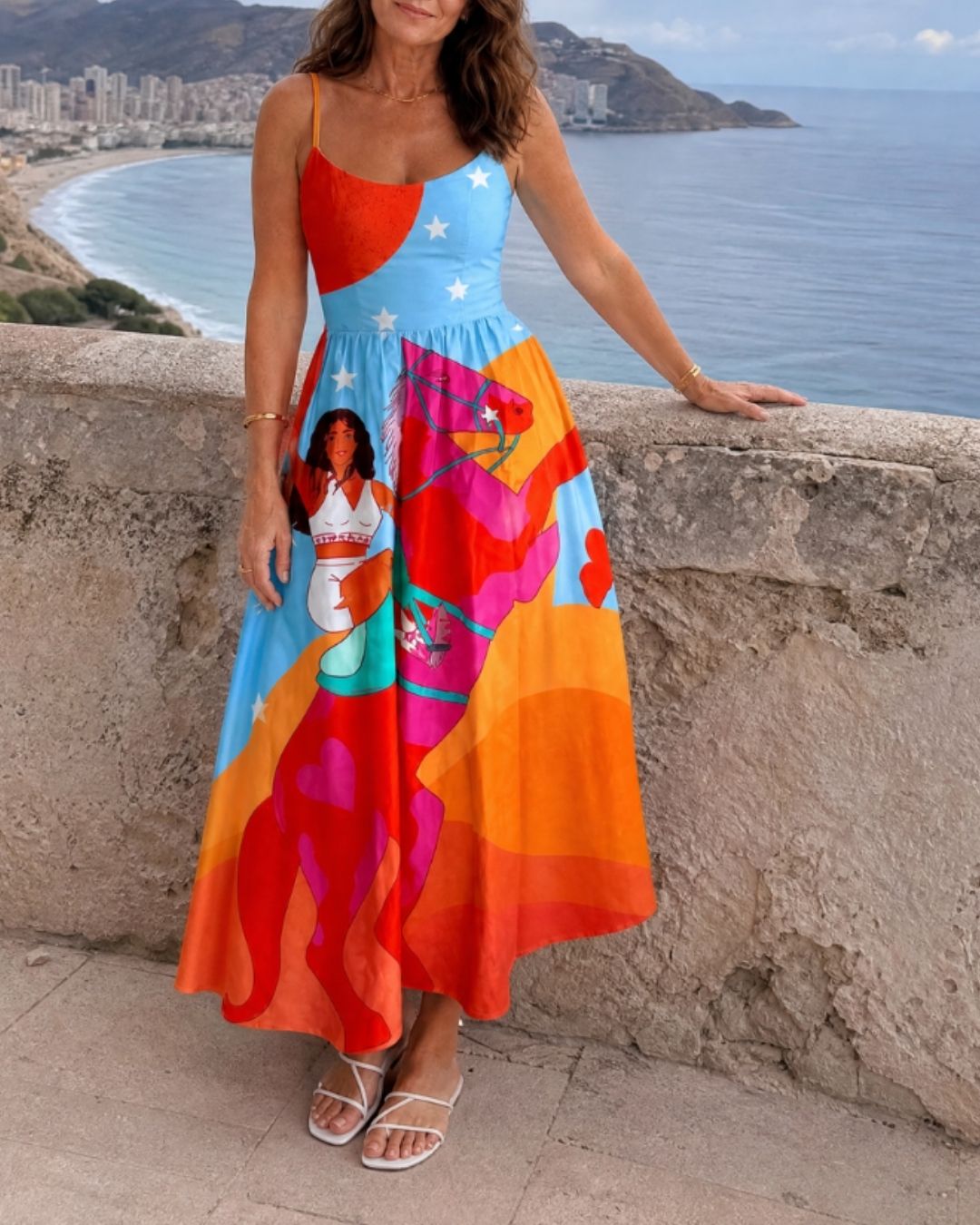 Vyla™ Western Graphic Print Midi Dress