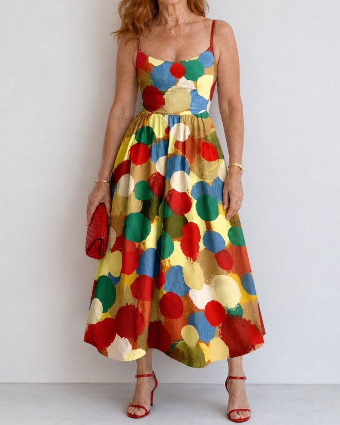 Vyla™ Polka Dot Print Midi Dress