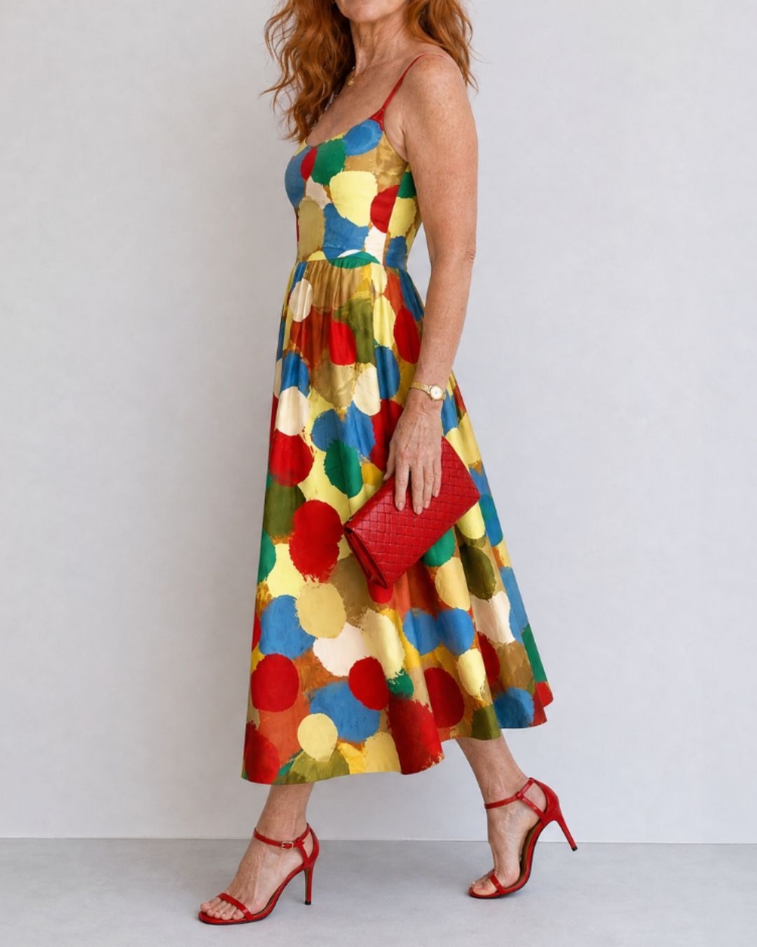 Vyla™ Polka Dot Print Midi Dress