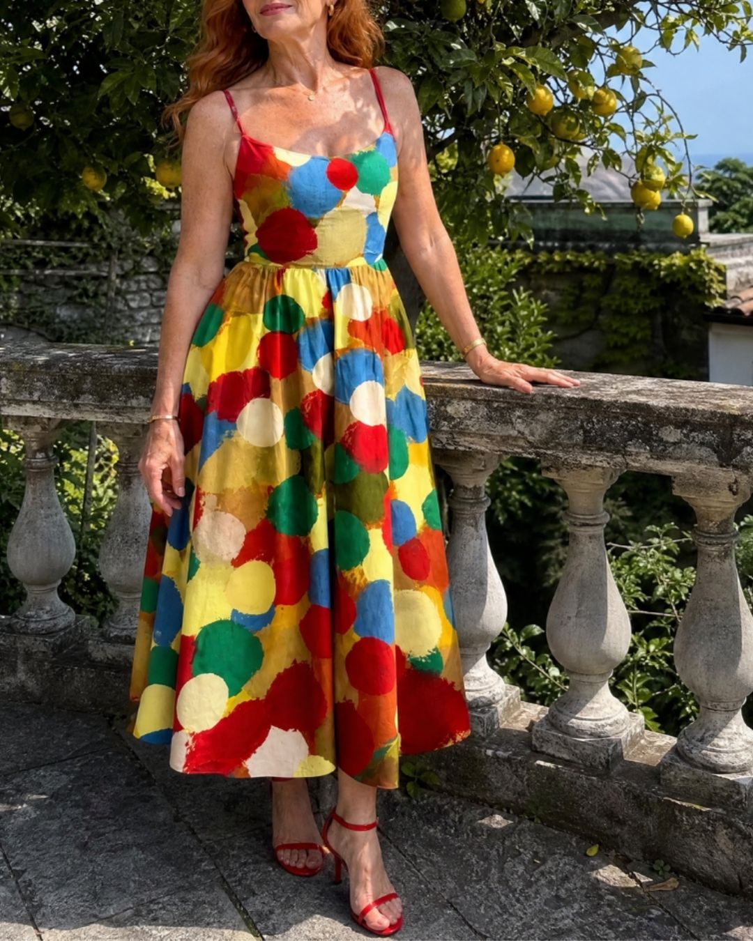 Vyla™ Polka Dot Print Midi Dress