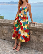 Vyla™ Polka Dot Print Midi Dress