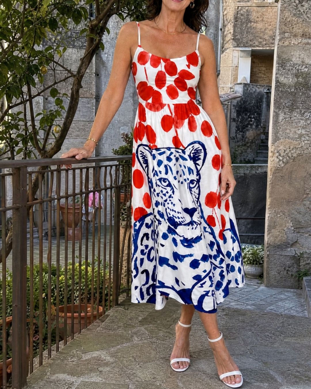 Vyla™ Leopard Graphic Print Midi Dress