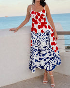 Vyla™ Leopard Graphic Print Midi Dress