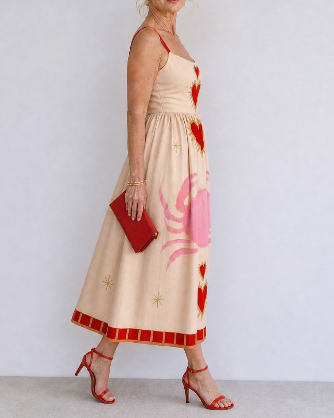 Vyla™ Heart Motif Sleeveless Midi Dress