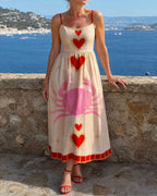 Vyla™ Heart Motif Sleeveless Midi Dress