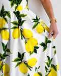 Vyla™ Lemon Print Sleeveless Midi Dress