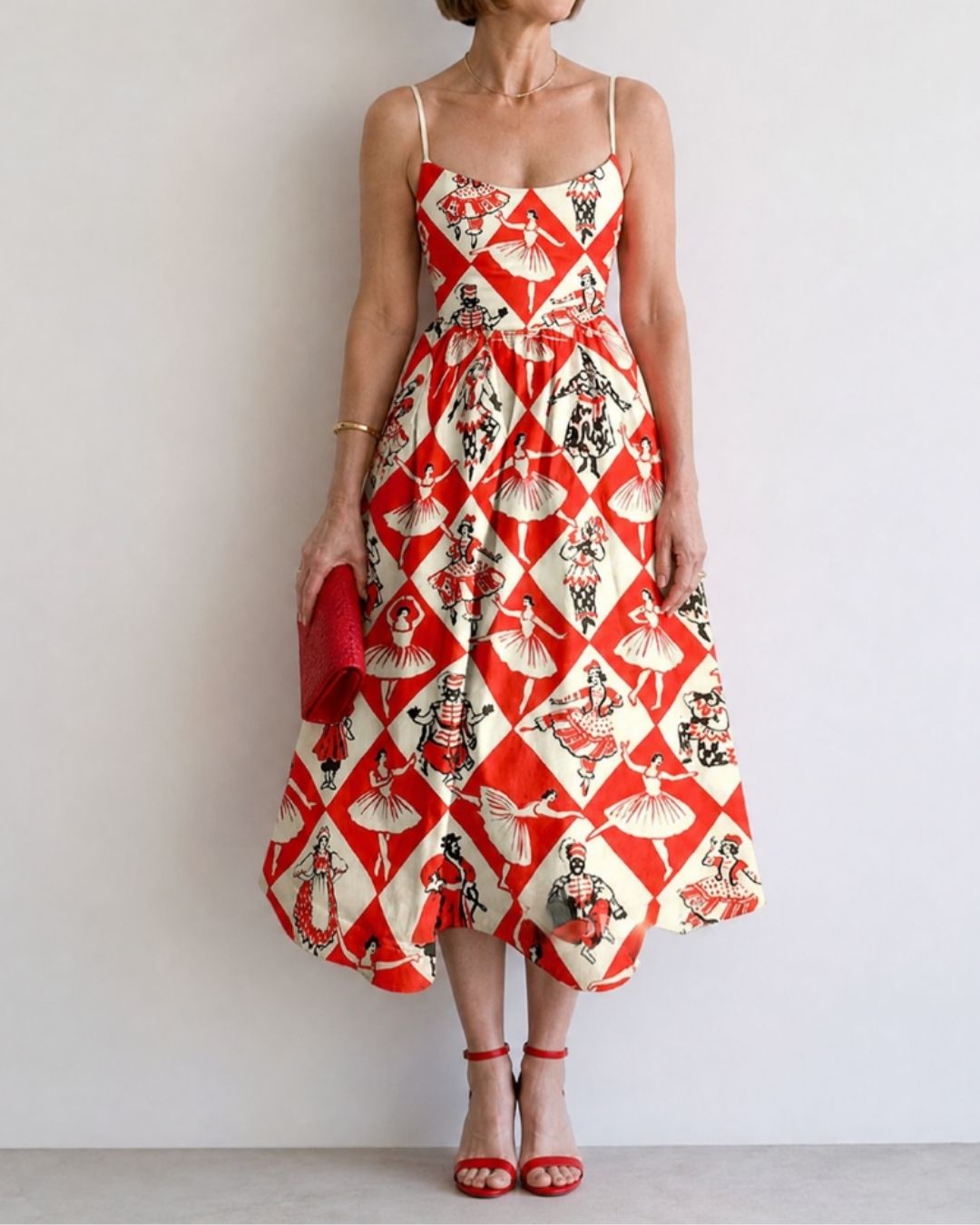 Vyla™ Diamond Print Sleeveless Midi Dress