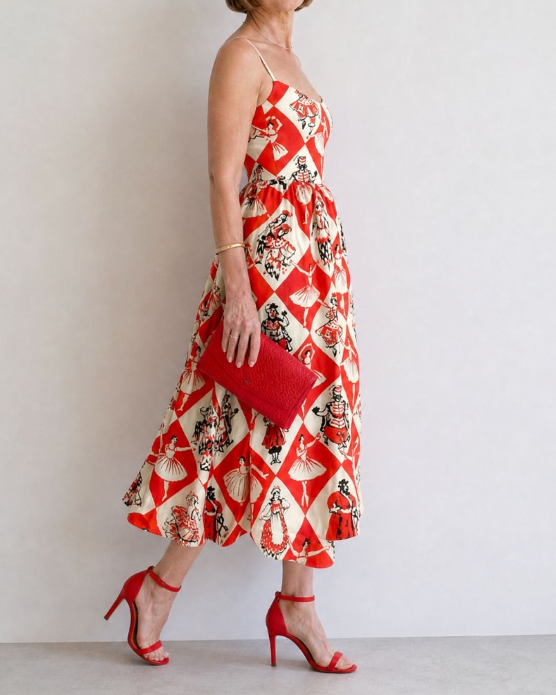 Vyla™ Diamond Print Sleeveless Midi Dress
