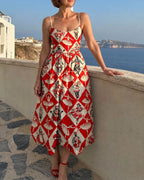 Vyla™ Diamond Print Sleeveless Midi Dress