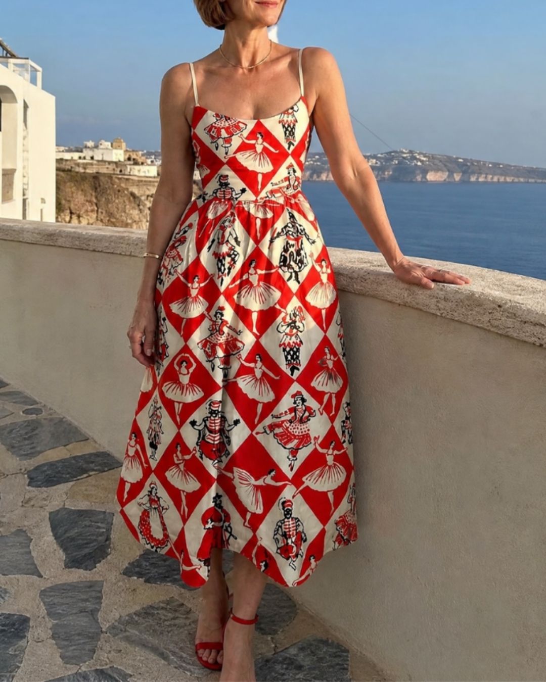 Vyla™ Diamond Print Sleeveless Midi Dress