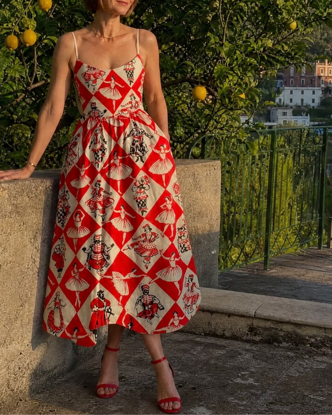 Vyla™ Diamond Print Sleeveless Midi Dress
