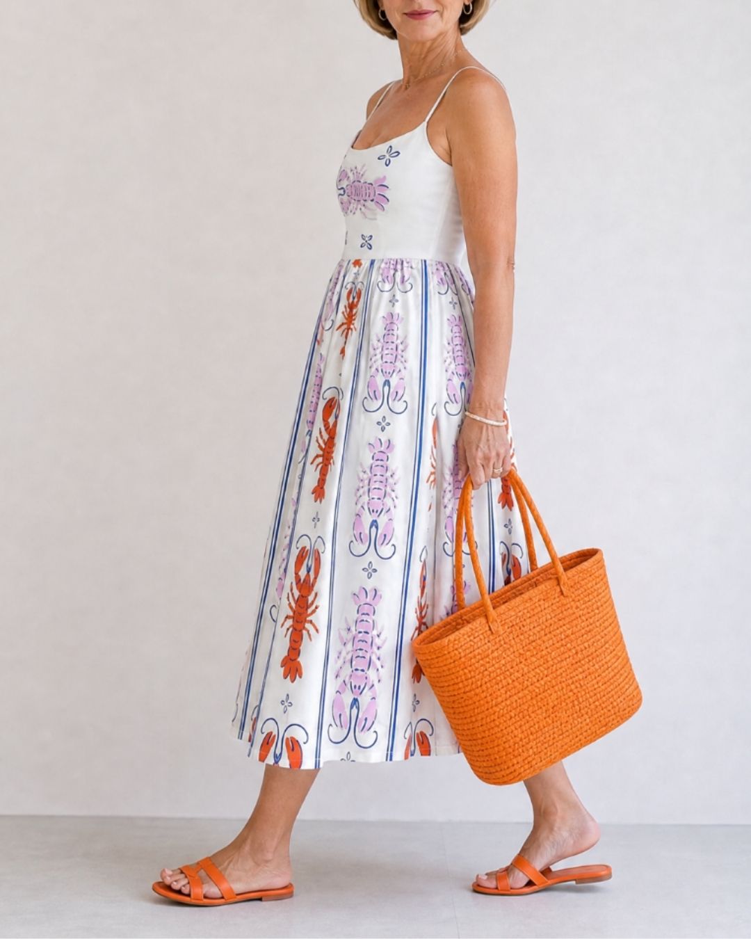 Vyla™ Lobster Print Sleeveless Midi Dress