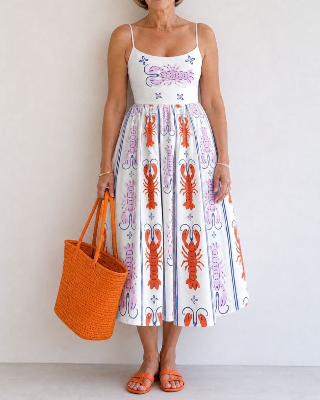 Vyla™ Lobster Print Sleeveless Midi Dress