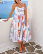 Vyla™ Lobster Print Sleeveless Midi Dress
