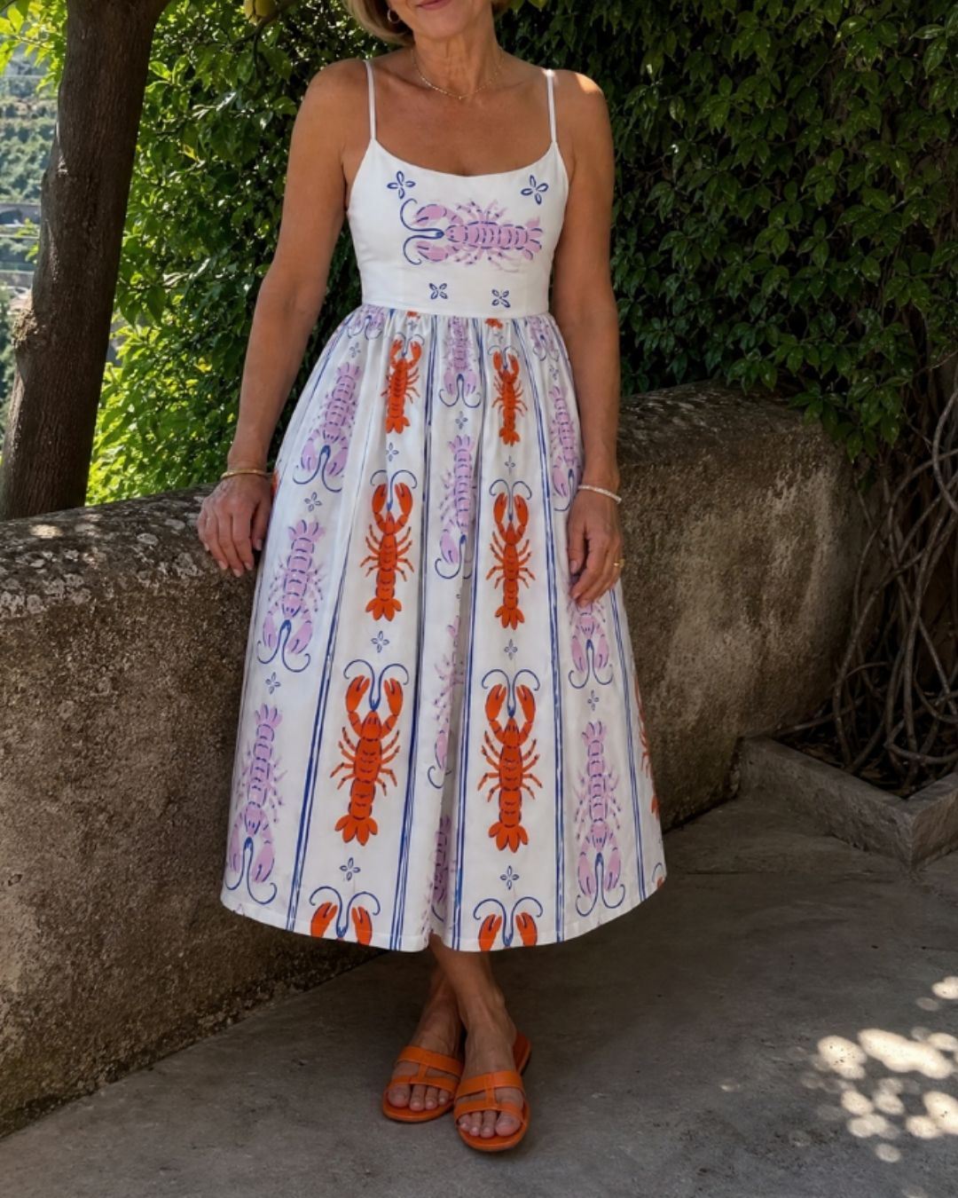 Vyla™ Lobster Print Sleeveless Midi Dress