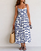 Vyla™ Fish Print Sleeveless Midi Dress