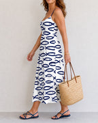 Vyla™ Fish Print Sleeveless Midi Dress