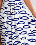 Vyla™ Fish Print Sleeveless Midi Dress