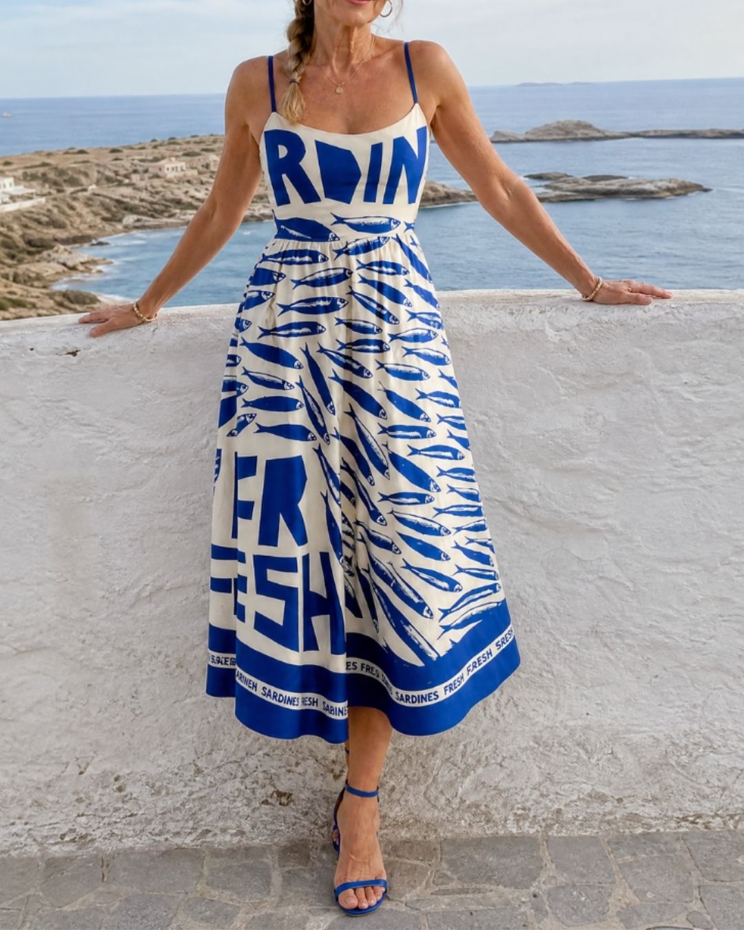 Vyla™ Fish Graphic Print Midi Dress