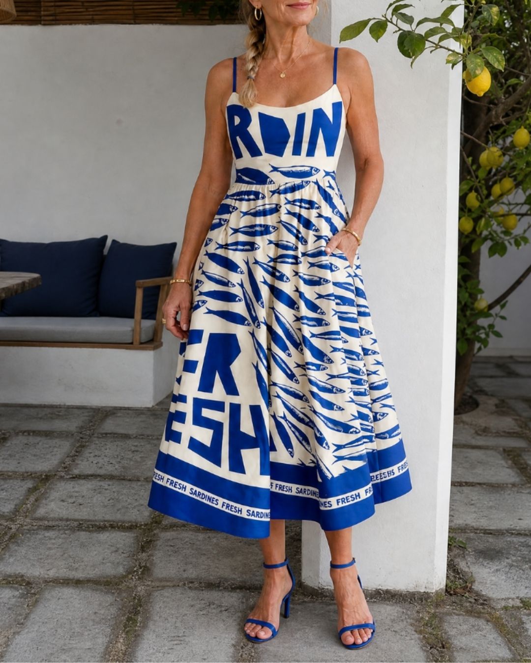 Vyla™ Fish Graphic Print Midi Dress