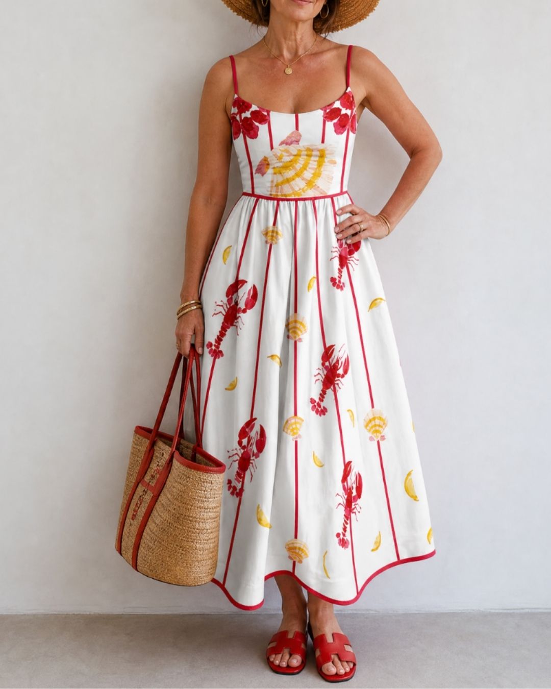 Vyla™ Lobster Shell Print Midi Dress