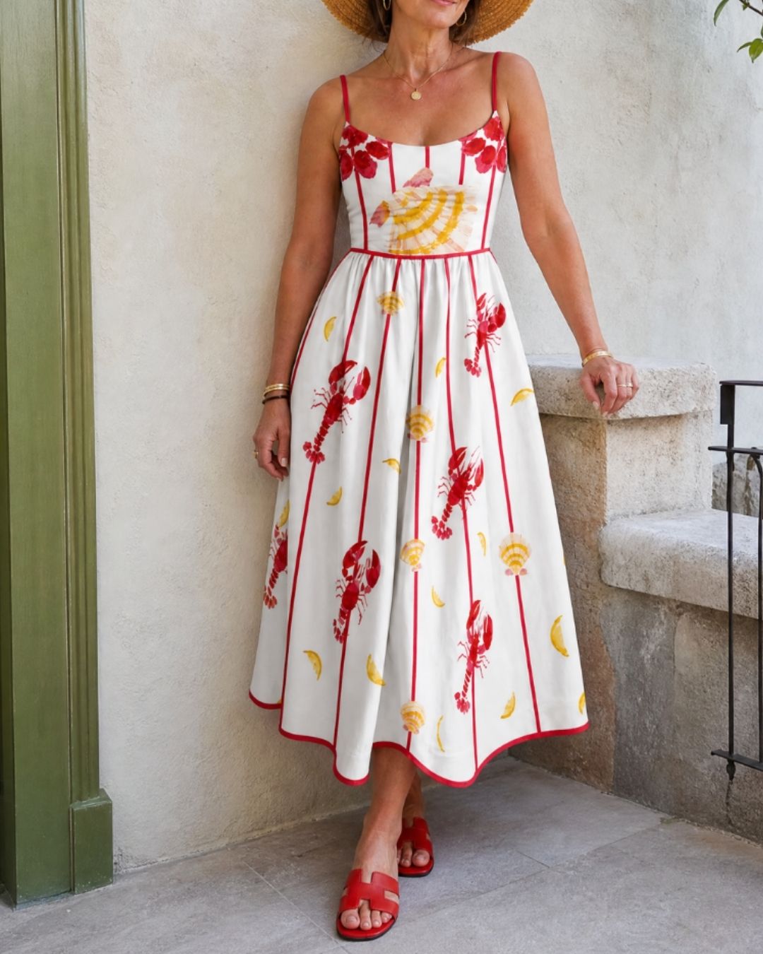 Vyla™ Lobster Shell Print Midi Dress