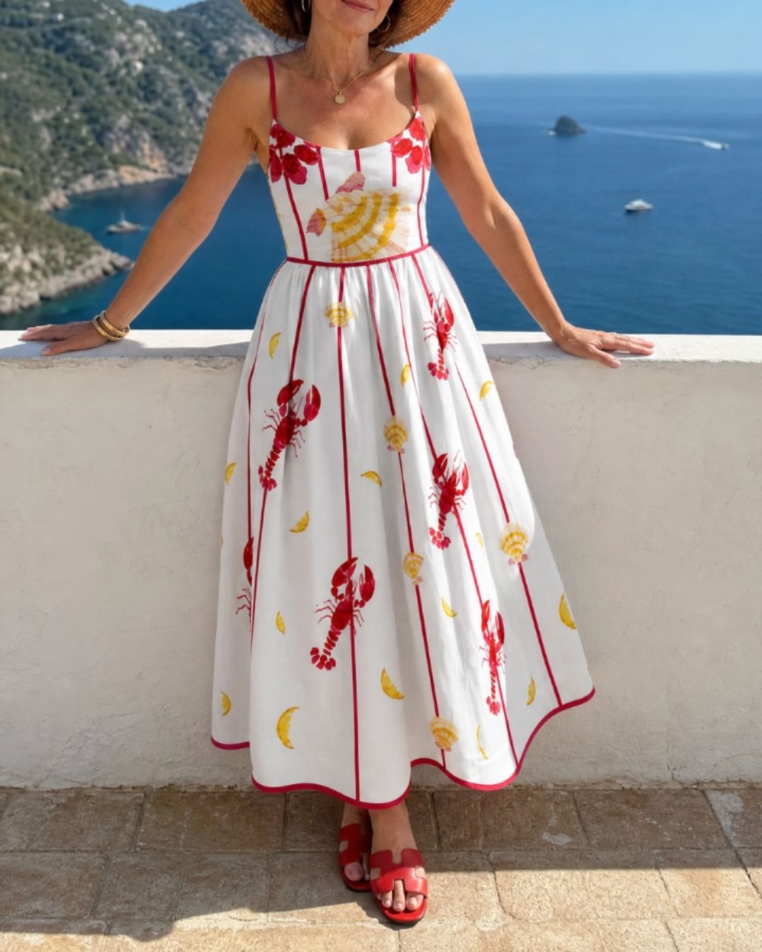 Vyla™ Lobster Shell Print Midi Dress