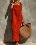 Vyla™ Effortless Linen-Blend Slip Maxi Dress - Summer Backless