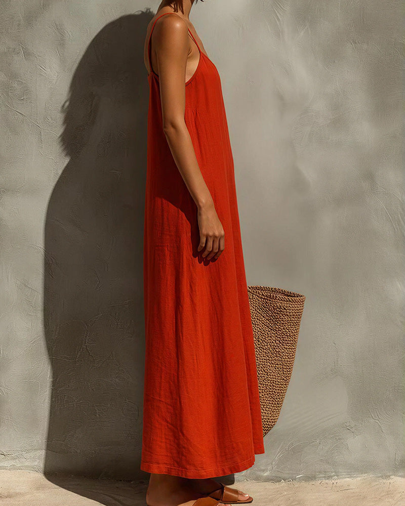 Vyla™ Effortless Linen-Blend Slip Maxi Dress - Summer Backless