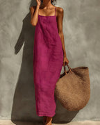 Vyla™ Effortless Linen-Blend Slip Maxi Dress - Summer Backless