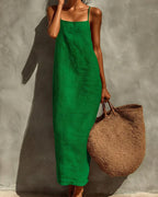 Vyla™ Effortless Linen-Blend Slip Maxi Dress - Summer Backless