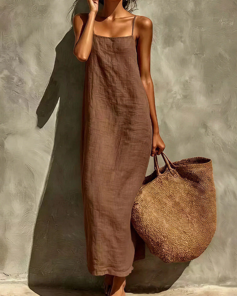 Vyla™ Effortless Linen-Blend Slip Maxi Dress - Summer Backless