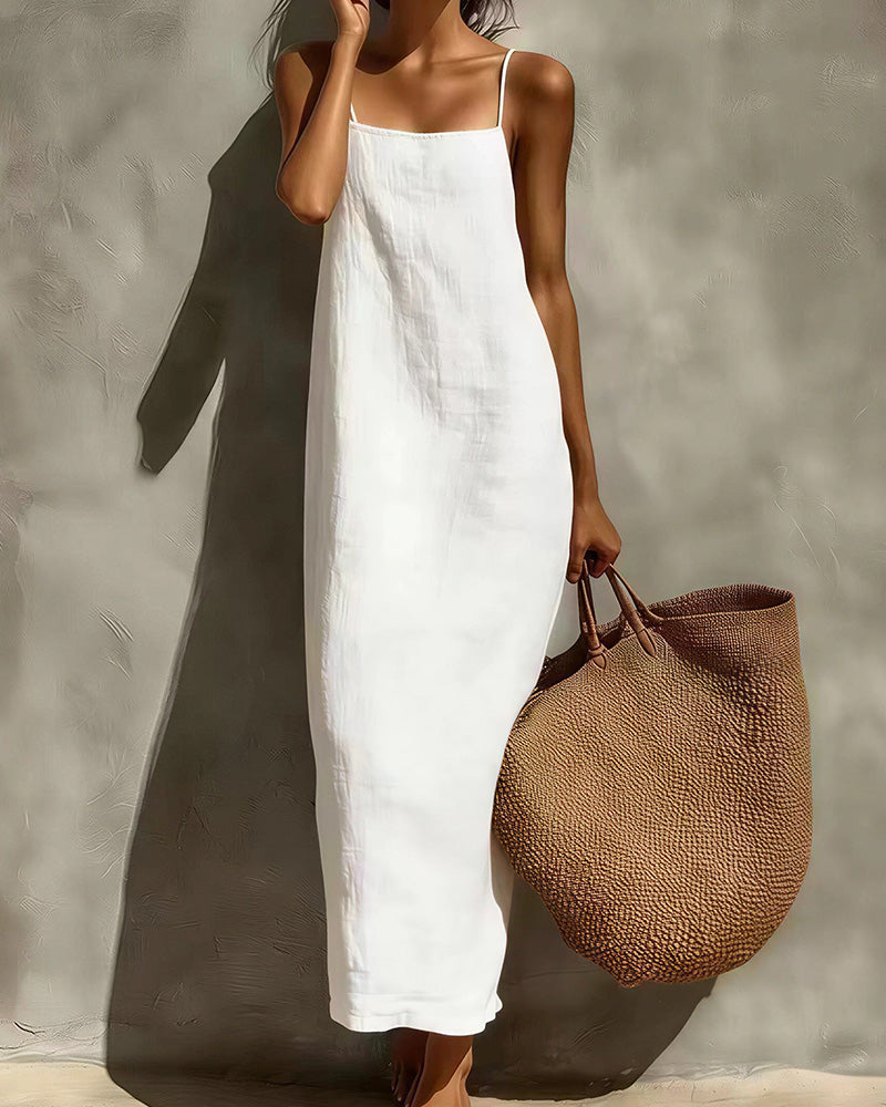 Vyla™ Effortless Linen-Blend Slip Maxi Dress - Summer Backless