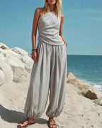 Vyla™ Draped Top & Flowy Harem Pants 2-Piece Set