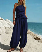 Vyla™ Draped Top & Flowy Harem Pants 2-Piece Set