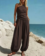 Vyla™ Draped Top & Flowy Harem Pants 2-Piece Set
