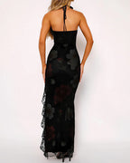 Vyla™ Floral Mesh Strapless Maxi Dress With High Slit
