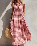Vyla™ Loose Plaid A-Line Sleeveless Maxi Dress