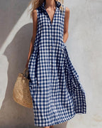 Vyla™ Loose Plaid A-Line Sleeveless Maxi Dress