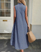 Vyla™ Loose Plaid A-Line Sleeveless Maxi Dress
